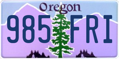 OR license plate 985FRI