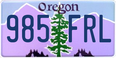 OR license plate 985FRL