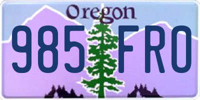OR license plate 985FRO