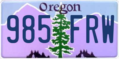 OR license plate 985FRW