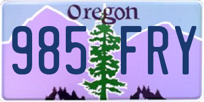 OR license plate 985FRY
