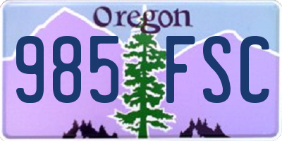 OR license plate 985FSC