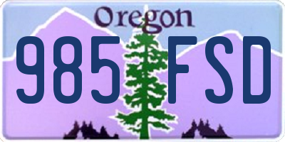 OR license plate 985FSD