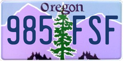 OR license plate 985FSF