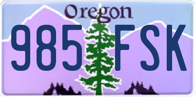 OR license plate 985FSK