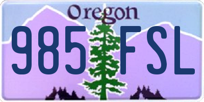 OR license plate 985FSL