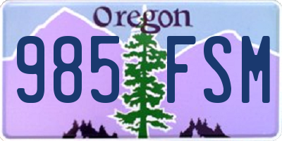 OR license plate 985FSM