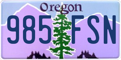 OR license plate 985FSN