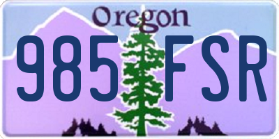 OR license plate 985FSR