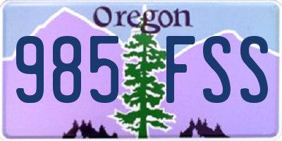 OR license plate 985FSS