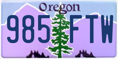 OR license plate 985FTW