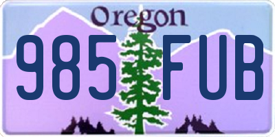 OR license plate 985FUB