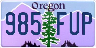 OR license plate 985FUP