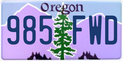 OR license plate 985FWD