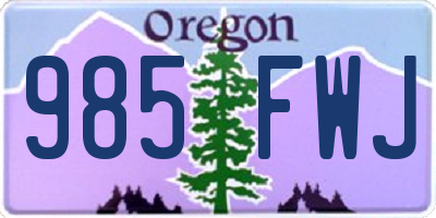 OR license plate 985FWJ