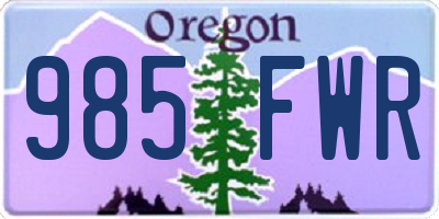 OR license plate 985FWR