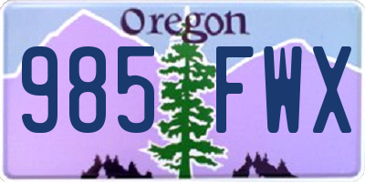 OR license plate 985FWX