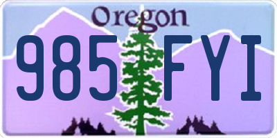 OR license plate 985FYI