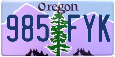 OR license plate 985FYK