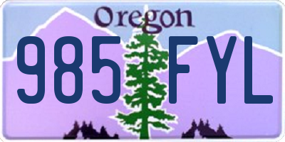 OR license plate 985FYL