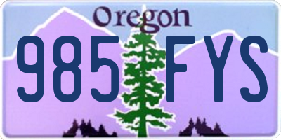 OR license plate 985FYS