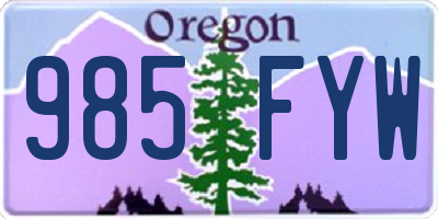 OR license plate 985FYW