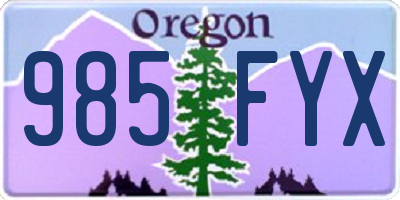 OR license plate 985FYX