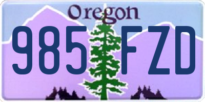 OR license plate 985FZD