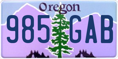 OR license plate 985GAB