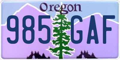 OR license plate 985GAF