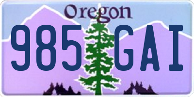 OR license plate 985GAI