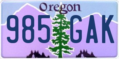 OR license plate 985GAK
