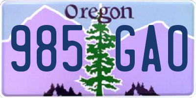 OR license plate 985GAO