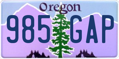 OR license plate 985GAP