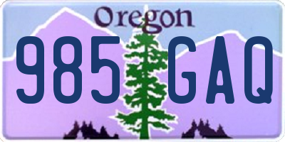 OR license plate 985GAQ