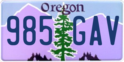 OR license plate 985GAV