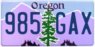 OR license plate 985GAX