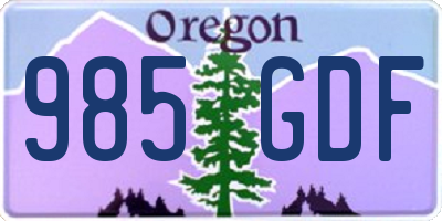 OR license plate 985GDF