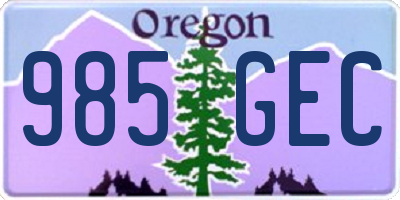 OR license plate 985GEC