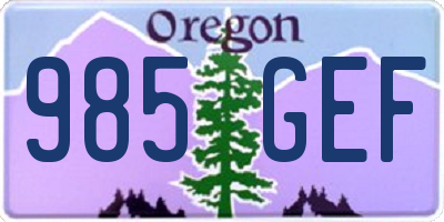OR license plate 985GEF