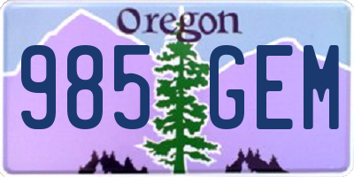 OR license plate 985GEM