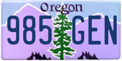 OR license plate 985GEN