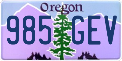 OR license plate 985GEV