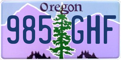 OR license plate 985GHF