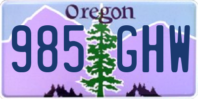 OR license plate 985GHW