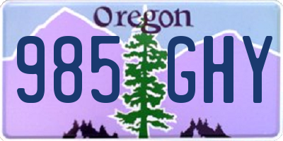 OR license plate 985GHY