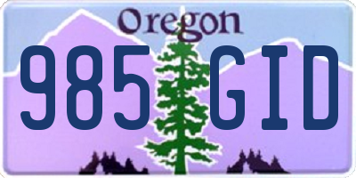 OR license plate 985GID