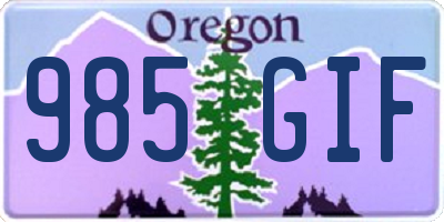 OR license plate 985GIF