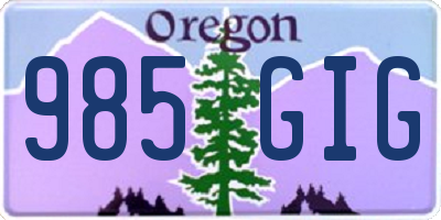 OR license plate 985GIG