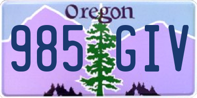 OR license plate 985GIV